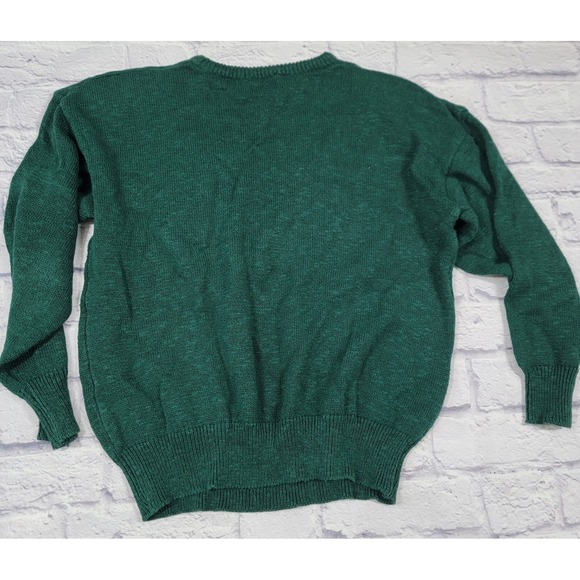 Vintage Mariea Kim sz Large Green Knit Sweater Beaded Embellished Flowers‎ Korea - Picture 13 of 16